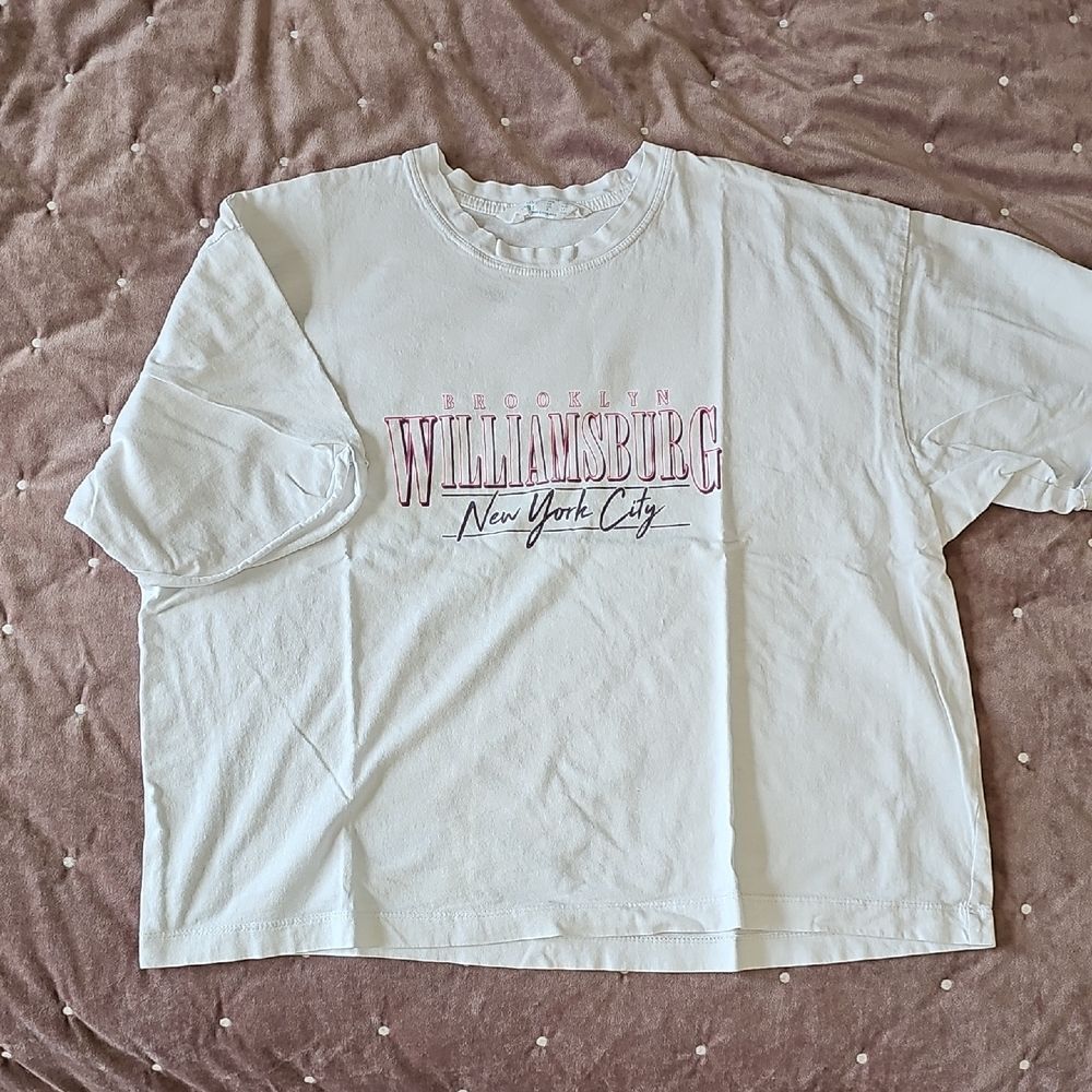 White Graphic T-Shirt with Pink and Black Text, Size S - Picture 1 of 3